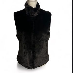 Ladies Faux Fur Chocolate Brown Vest With Zipper | Pockets Size Medium EUC